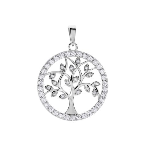 Damen Anhänger Silber Silber 925 Zirkonia Weiß Baum B 22,7 mm - Schmuckanhänger Damen | OROVIVO