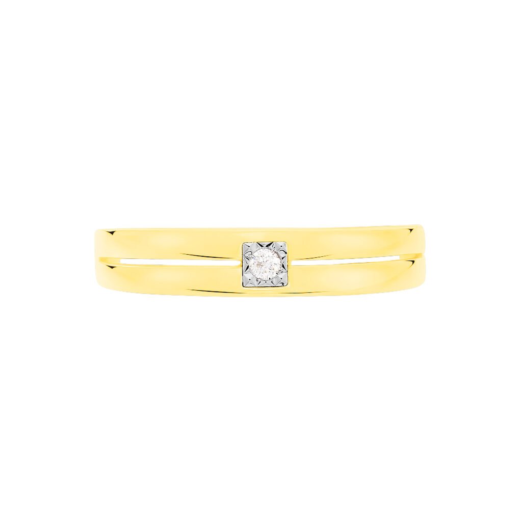 Vienna Damen Ring Gold 375 (9 Karat) Diamant Wei&szlig; 0,03 ct Viereck B 5 mm