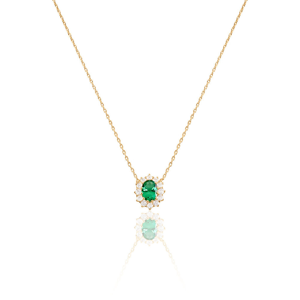 Damen Collier Vergoldet 750 Oval Grün Geometrisch Lacey 4,5cm -  Damen | OROVIVO