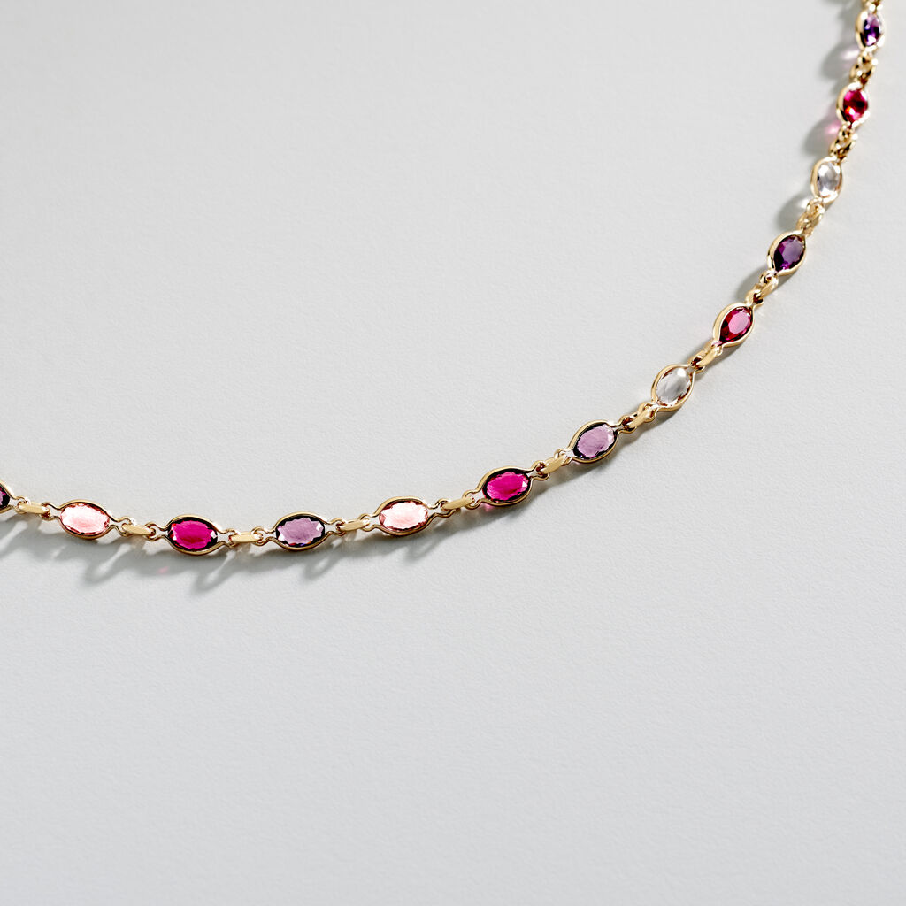Damen Collier 18 Karat Vergoldet Multicolour Steine Rosa Ilvaae - Sommerschmuck Damen | OROVIVO
