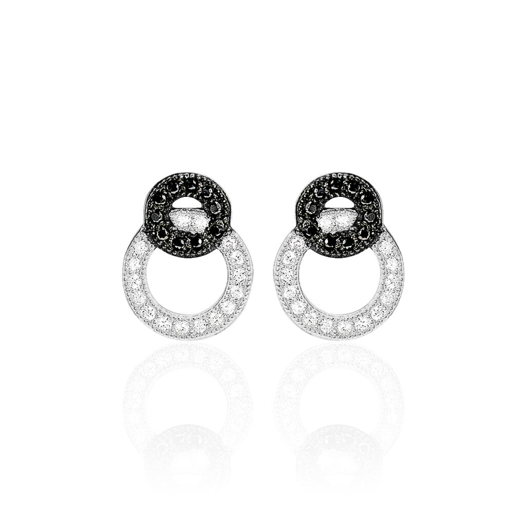 DIANA 50 Damen Ohrstecker Silber 925 Zirkonia Wei&szlig; Doppelkreis