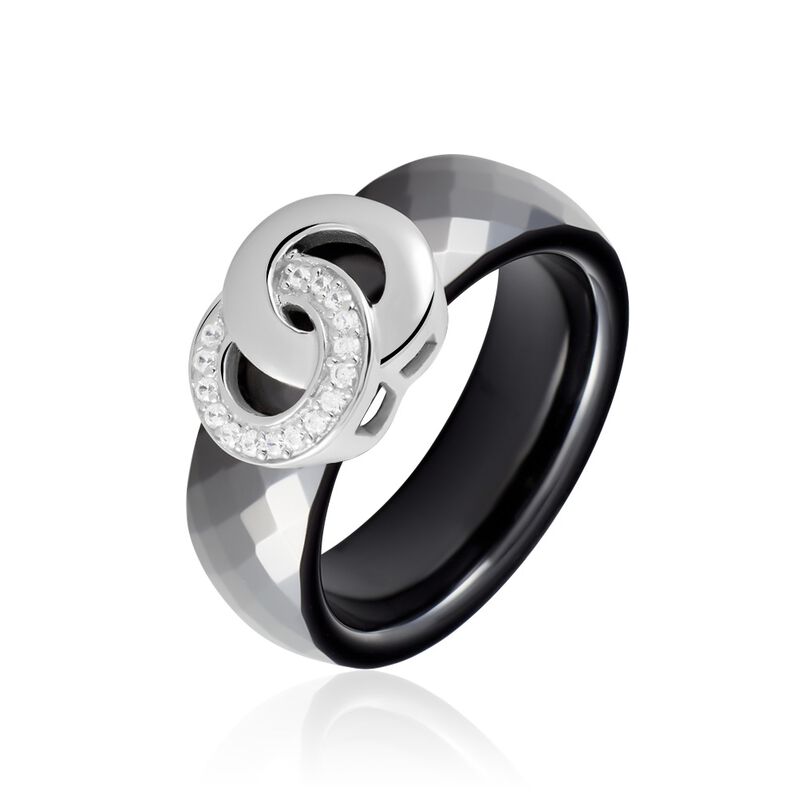 Bague Argent Blanc Valérie Oxyde De Zirconium Et Céramique - Spannringe Damen | OROVIVO