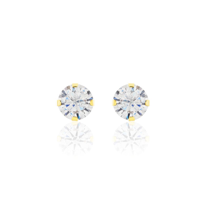 EDDIE KRAPPE Damen Ohrstecker Gold 375 (9 Karat) Zirkonia Wei&szlig; 2,81 ct B 6 mm - Ohrstecker Damen | OROVIVO