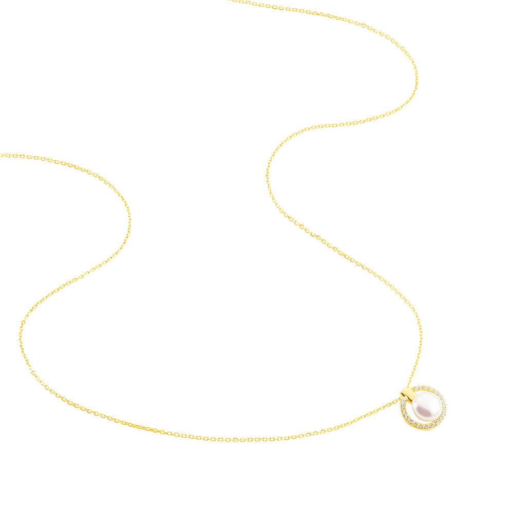 Collier Soleil Or Jaune Perle De Culture Et Oxyde De Zirconium - Spannringe Damen | OROVIVO