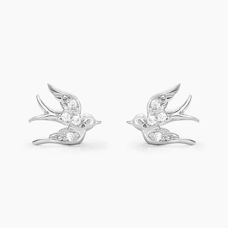 Boucles D'oreilles Puces Marilla Argent Weiss Oxyde De Zirconium - Spannringe Damen | OROVIVO