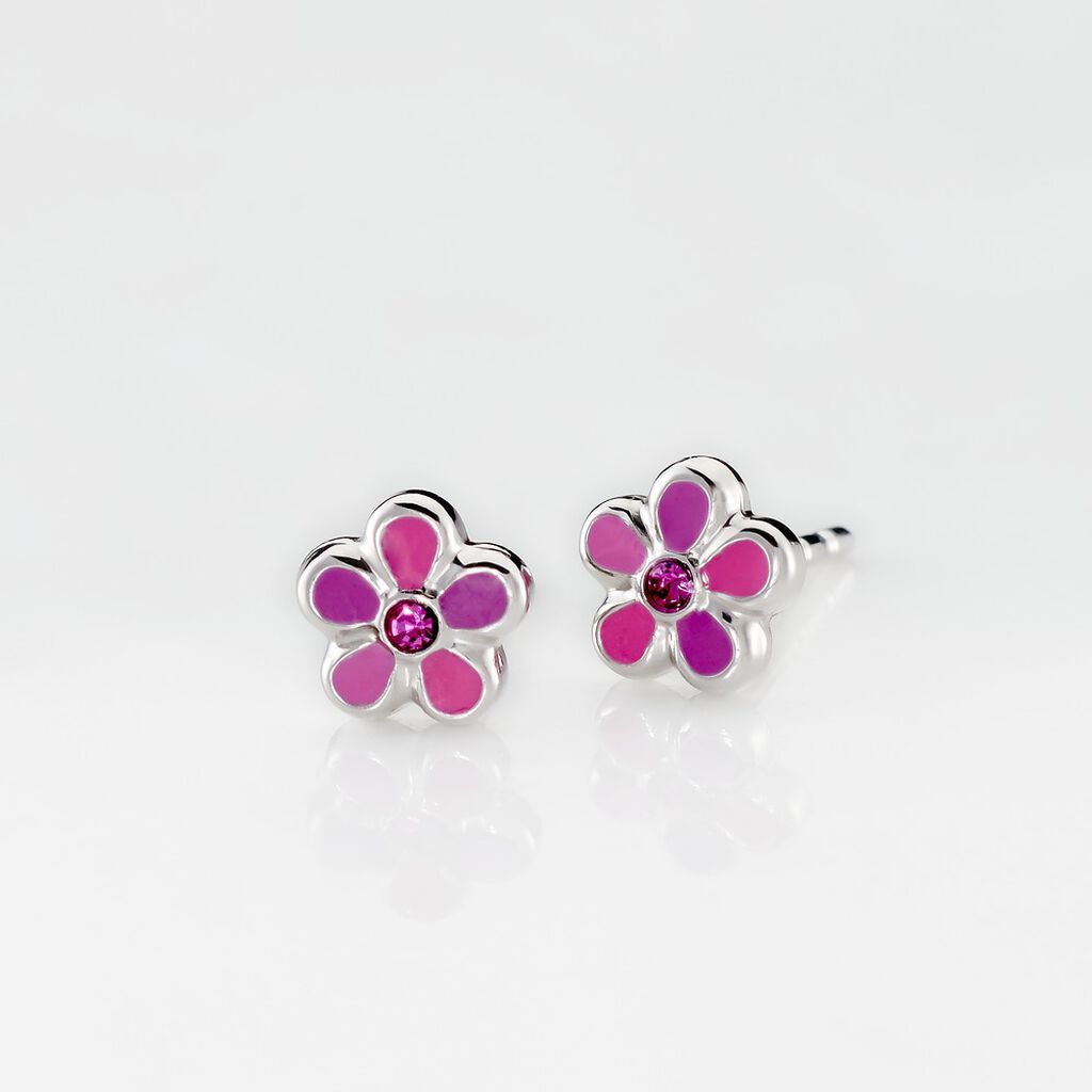 TULIPA Kinder Ohrstecker Silber 925 Glas Ros&eacute; Blume