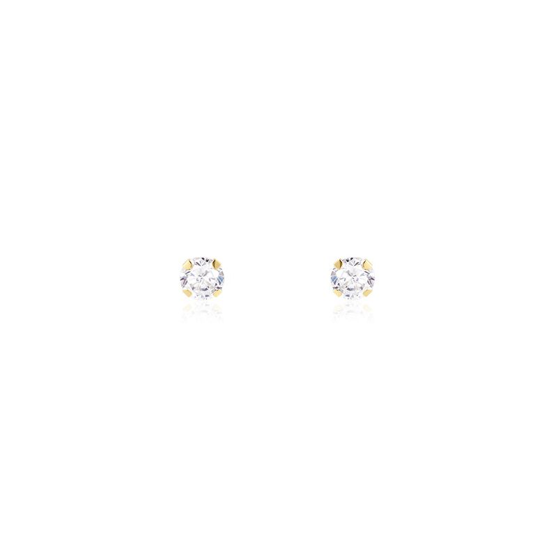 Boucles D'oreilles Puces Pepita Or Jaune Oxyde De Zirconium - Spannringe Familie | OROVIVO