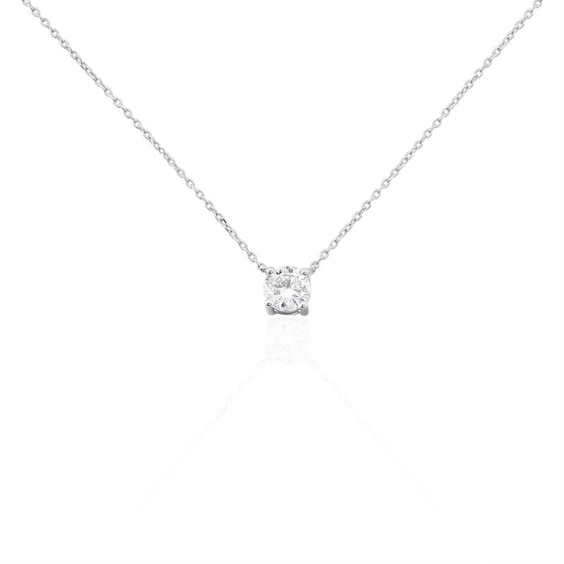 Collier Or Weiss Victoria Solitaire Diamant Synthetique - Spannringe Damen | OROVIVO