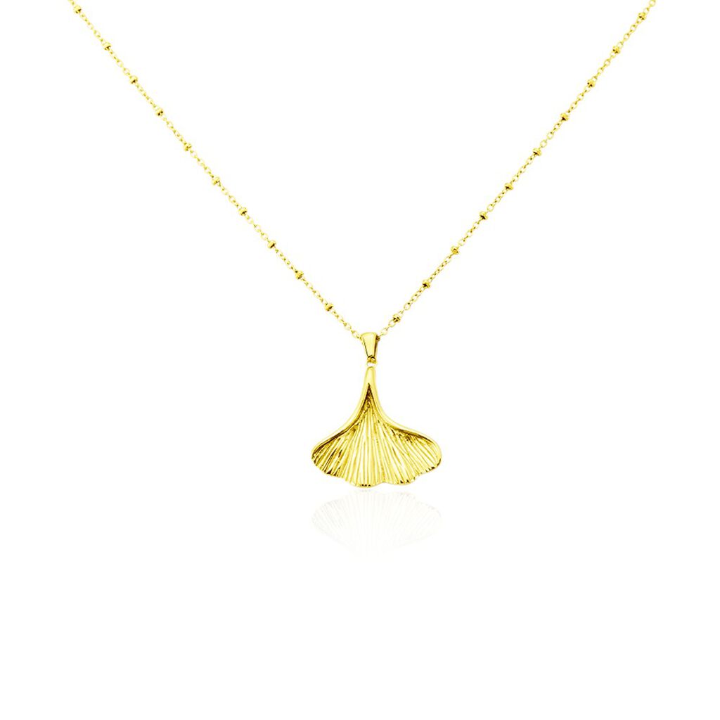 Damen Kette Edelstahl Gold Ginkgo Blatt Salinna - Halsketten Damen | OROVIVO