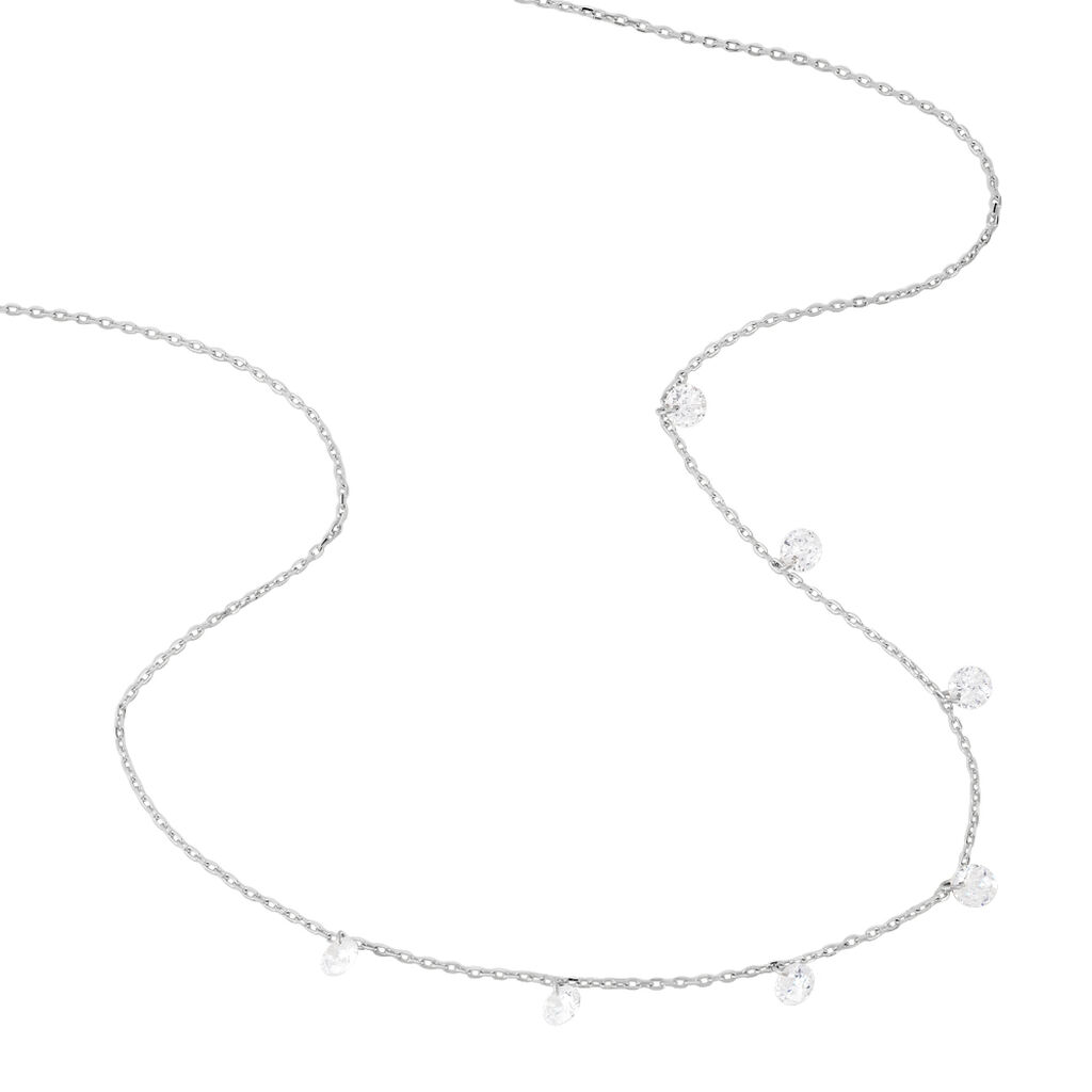 COLLIE Damen Collier Silber 925 Zirkonia Wei&szlig; Tropfen