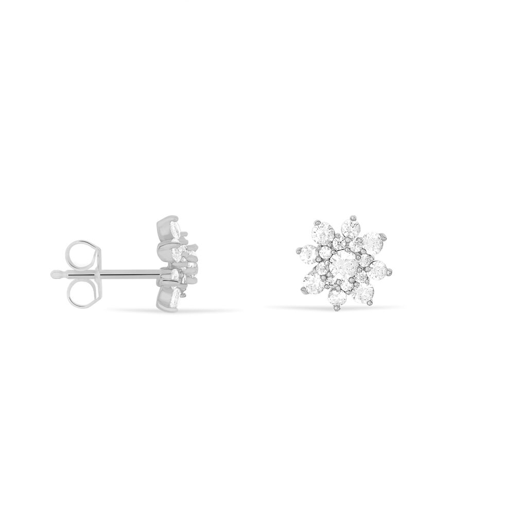 LORRAINE Damen Ohrstecker Silber 925 Zirkonia Wei&szlig; 0,31 ct Blume