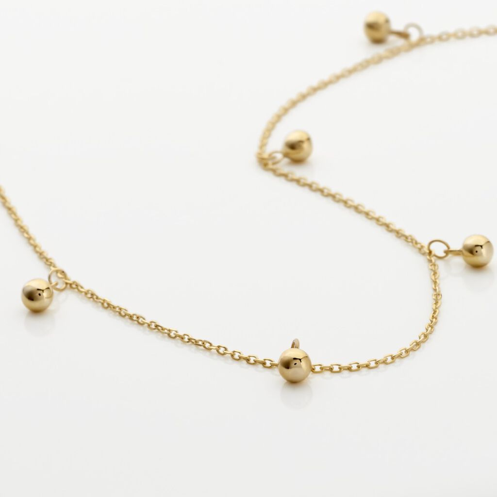 Damen Fu&szlig;kette Gold 375 (9 Karat) Ball B 0,2 mm