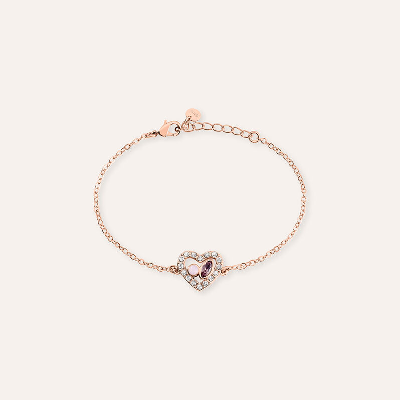 Bracciale Violet Ottone Rosa Cristallo - Spannringe Damen | OROVIVO