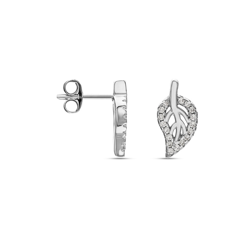 Damen Ohrstecker Silber 925 Zirkonia Blatt - Ohrstecker Damen | OROVIVO