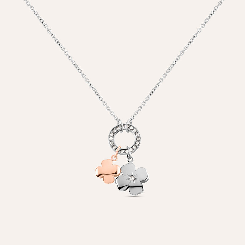 Collana Sunrise Acciaio Bicolore Bianco / Rosa Cristallo - Spannringe Damen | OROVIVO