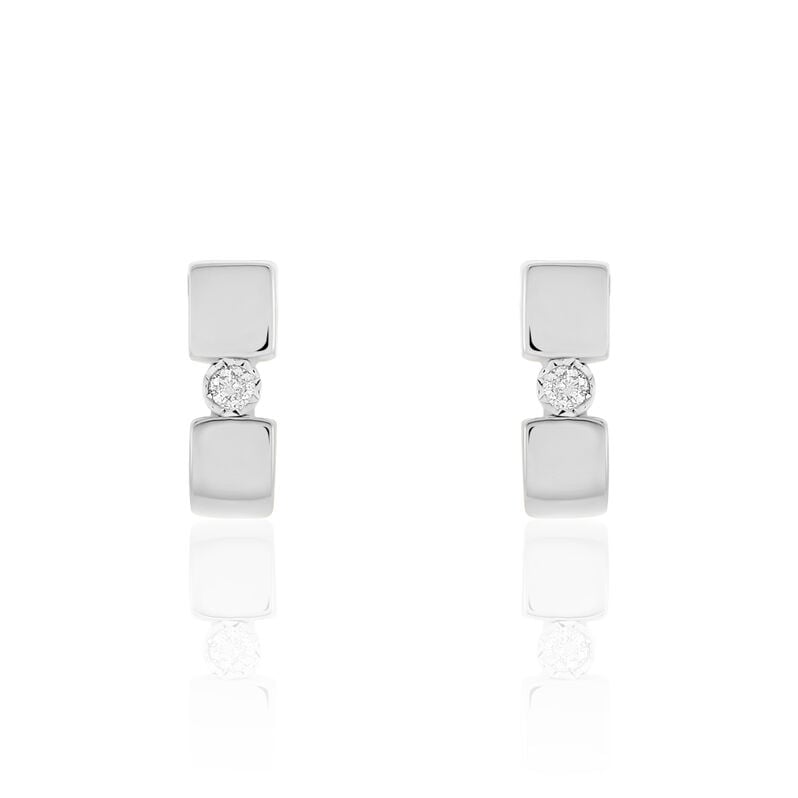 Damen Ohrstecker Weißgold 375 Diamant 0,04ct Viereck Granada  - Ohrstecker Damen | OROVIVO