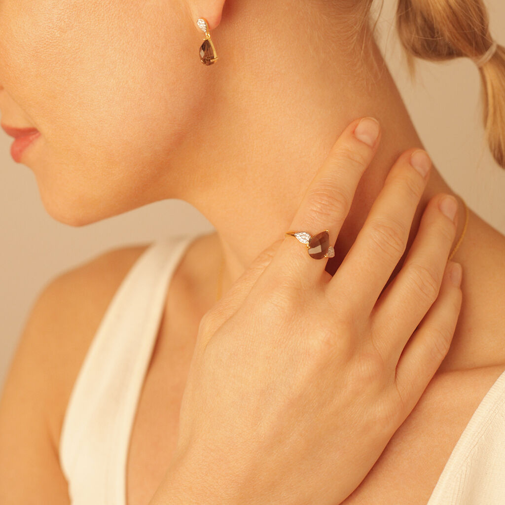 Damen Ring Silber vergoldet 925 Andere Steine Kastanienbraun Evitta  - Solitärringe Damen | OROVIVO