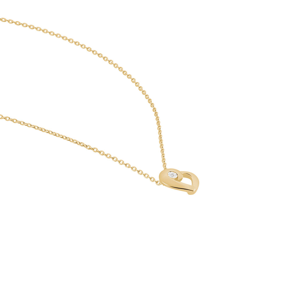 Damen Collier Silber vergoldet 925 Diamant 0,01ct Herz Celine 2 1,31mm - Halsketten Damen | OROVIVO