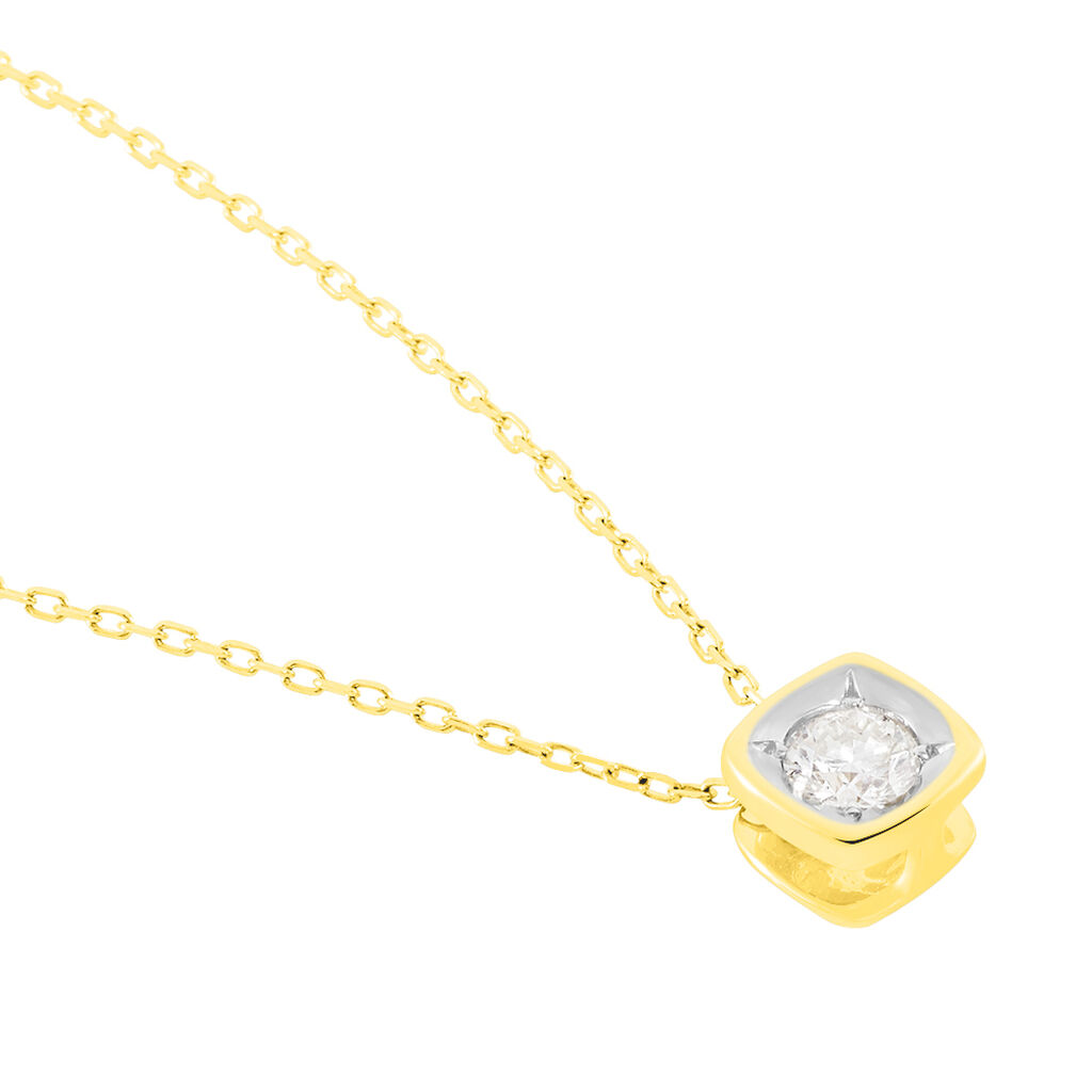 JALA Damen Collier Gold 375 (9 Karat) Diamant Wei&szlig; 0,1 ct Viereck