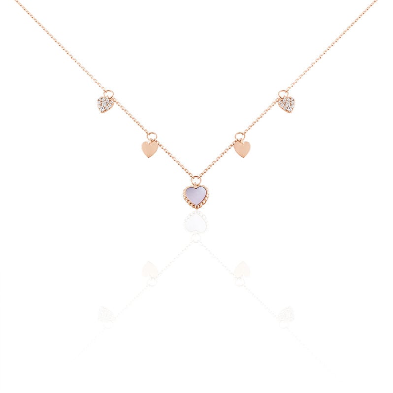 RHEA Damen Collier Rosegold 375 (9 Karat) Zirkonia Wei&szlig; 0,03 ct Herz - Halsketten Damen | OROVIVO