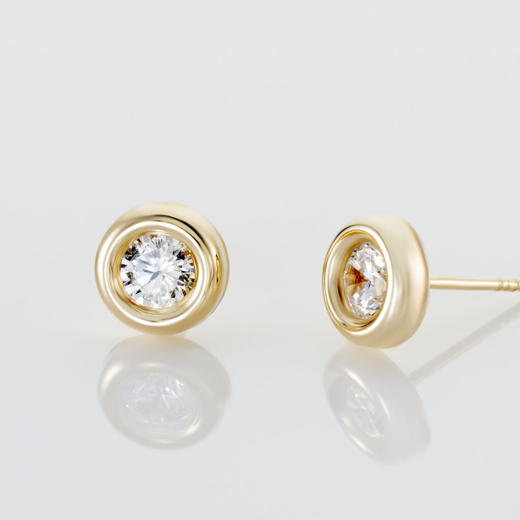 EDEN ZARGE PNEU Damen Ohrstecker Gold 375 (9 Karat) Zirkonia Wei&szlig;