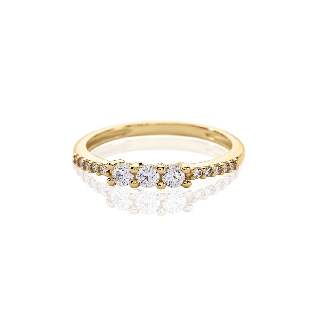 Side trilog Damen Ring Gold 375 (9 Karat) Zirkonia Wei&szlig;