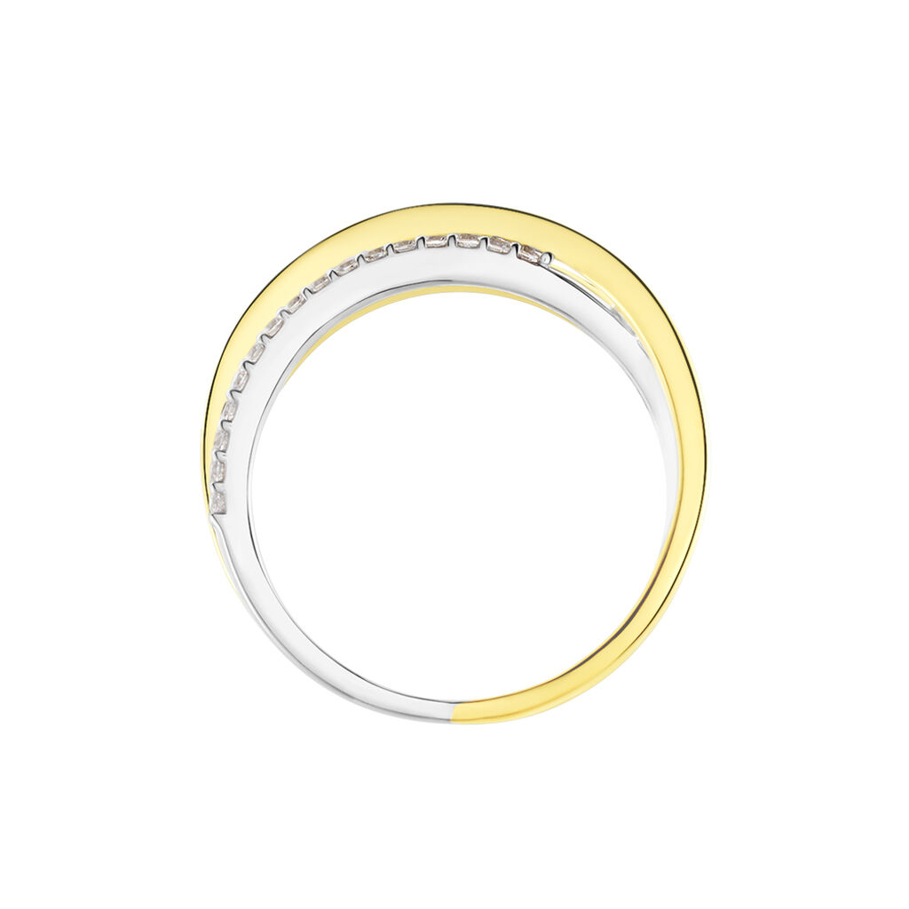 RINI Damen Ring Gold Bicolor 375 (9 Karat) Zirkonia Wei&szlig; B 7 mm