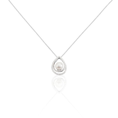 Damen Collier Weißgold 375 Zuchtperle Perlmutt Tropfen - Halsketten Damen | OROVIVO