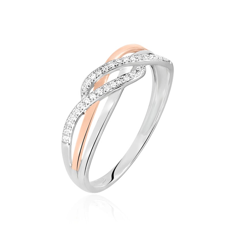 Bague Or Bicolore Zinna Vague Entrelacee Diamant - Spannringe Damen | OROVIVO