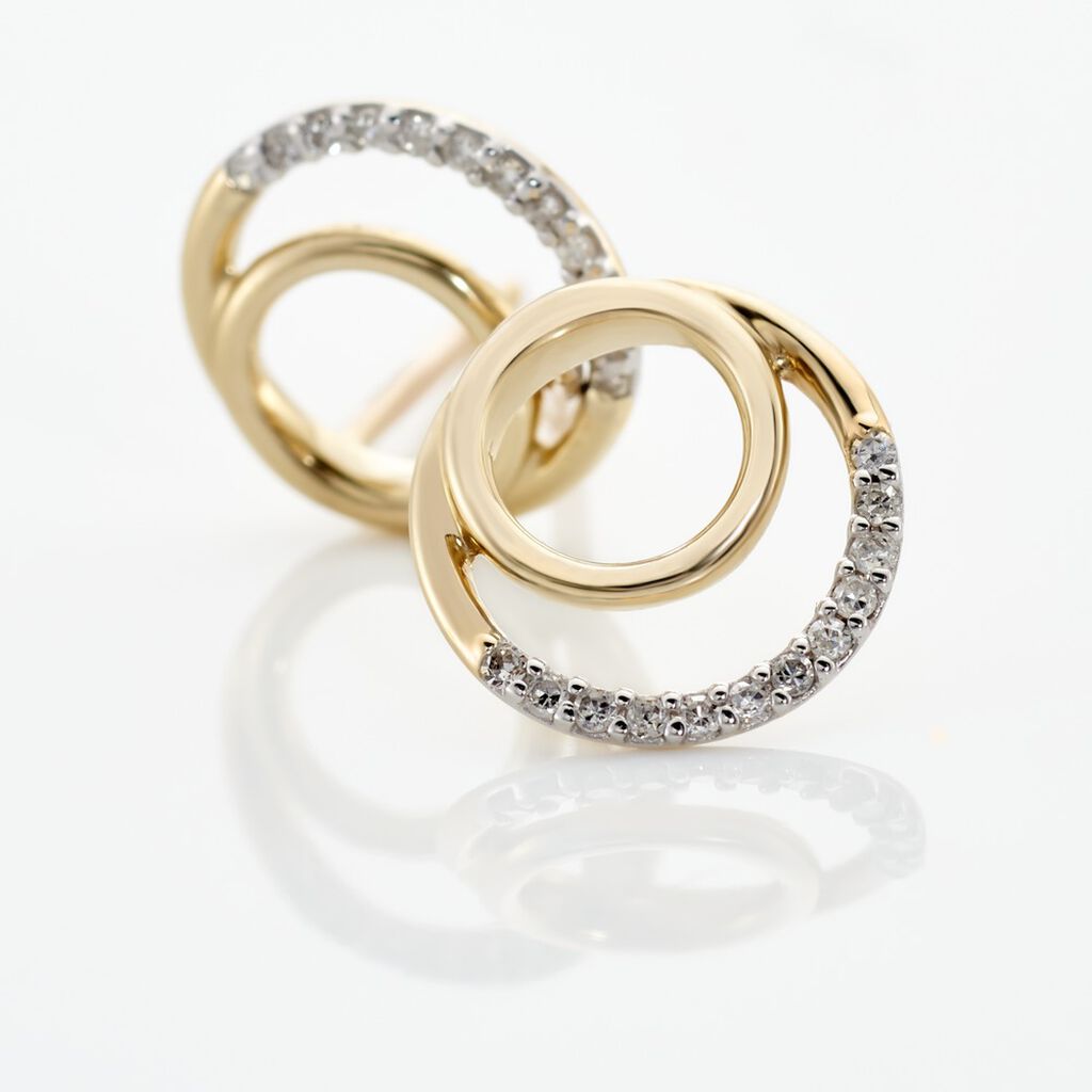 ATLANTA Damen Ohrstecker Gold 375 (9 Karat) Diamant Wei&szlig; 0,07 ct Kreis