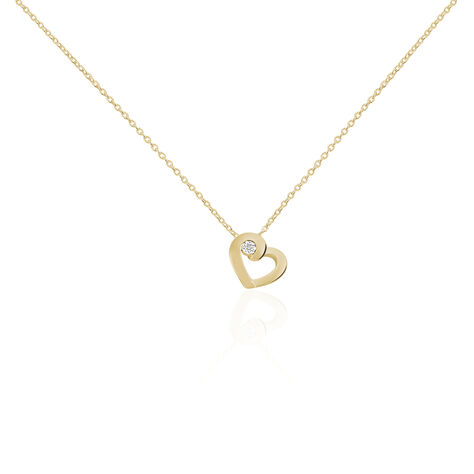 Damen Collier Silber vergoldet 925 Diamant 0,01ct Herz Celine 2 1,31mm - Halsketten Damen | OROVIVO