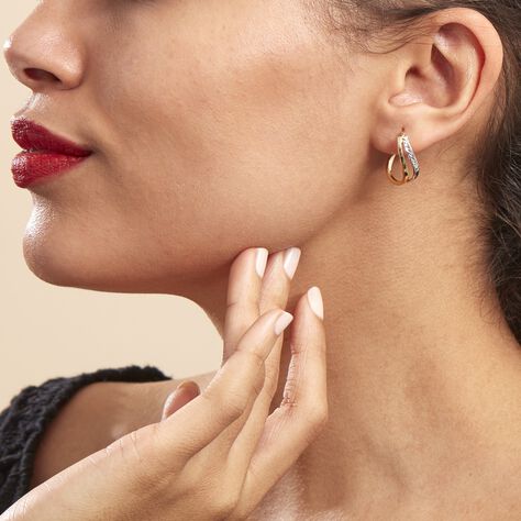 Damen Creolen Gold 375 Bicolor Facettiert  - Creolen Damen | OROVIVO