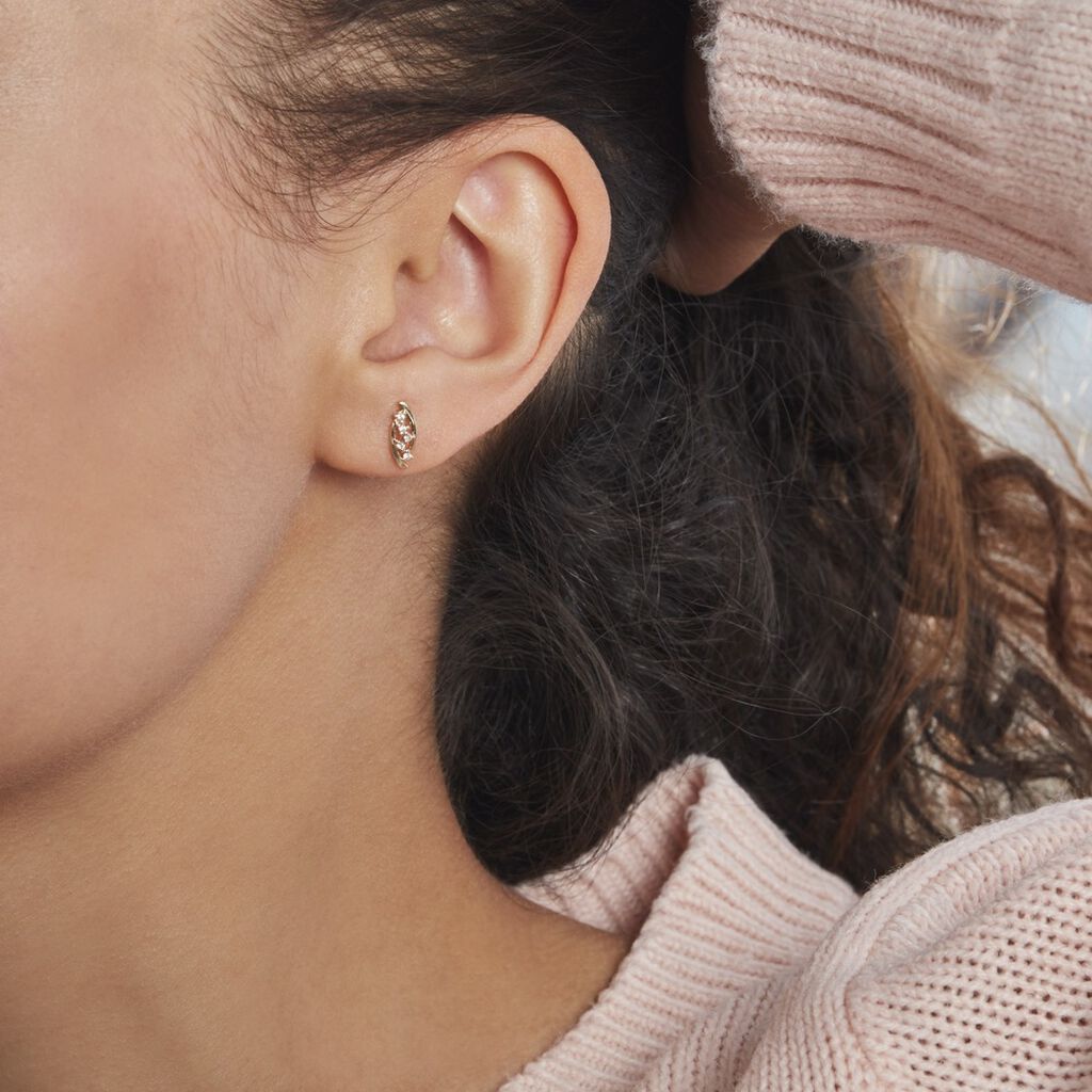 Boucles D'oreilles Puces Urrika Or Jaune Diamant - Spannringe Damen | OROVIVO