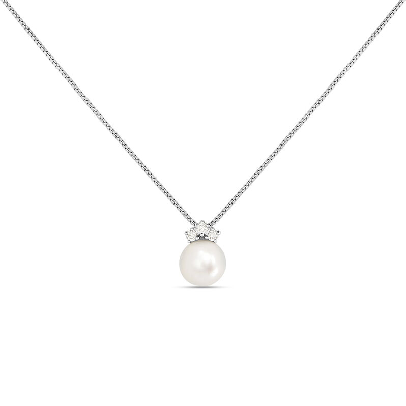 Collana Gabrielle Precious Oro Bianco Perla D'Acqua Dolce Diamante - Spannringe Damen | OROVIVO