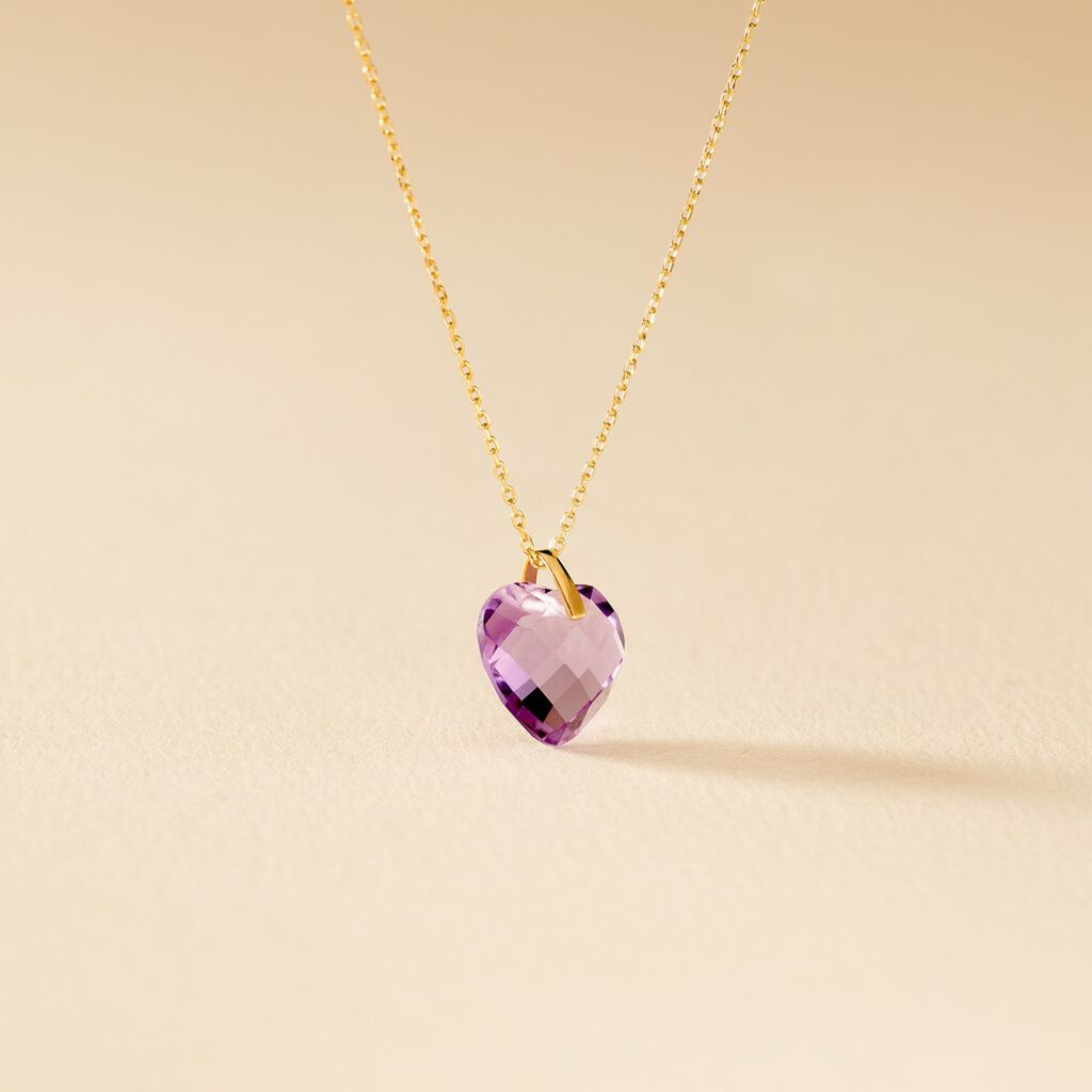 Collier Or Jaune Ludmille Coeur Amethyste - Spannringe Damen | OROVIVO
