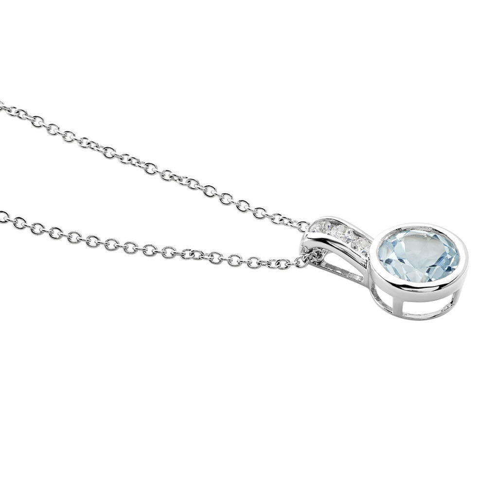 Damen Collier Weißgold 375 Topas Himmelblau 1,74ct Oval Breeze - Halsketten Damen | OROVIVO