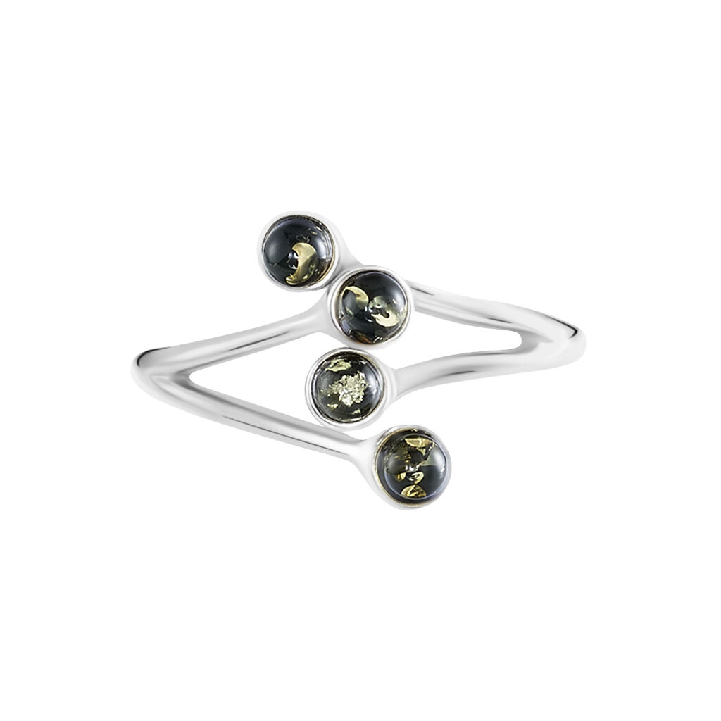 Bague Argent Rhodie Accorus Ambre Verte - Spannringe Damen | OROVIVO