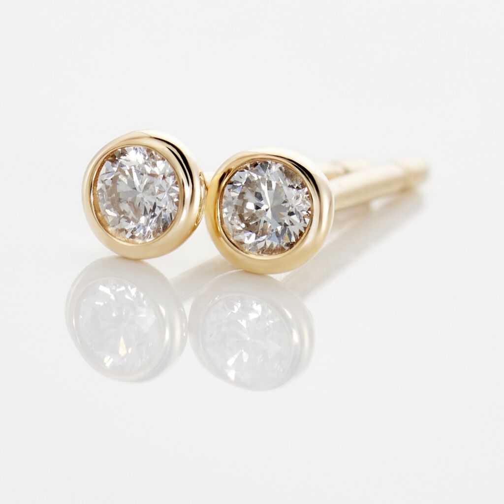 Delicate Damen Ohrstecker Gold 375 (9 Karat) Diamant Wei&szlig; 0,1 ct