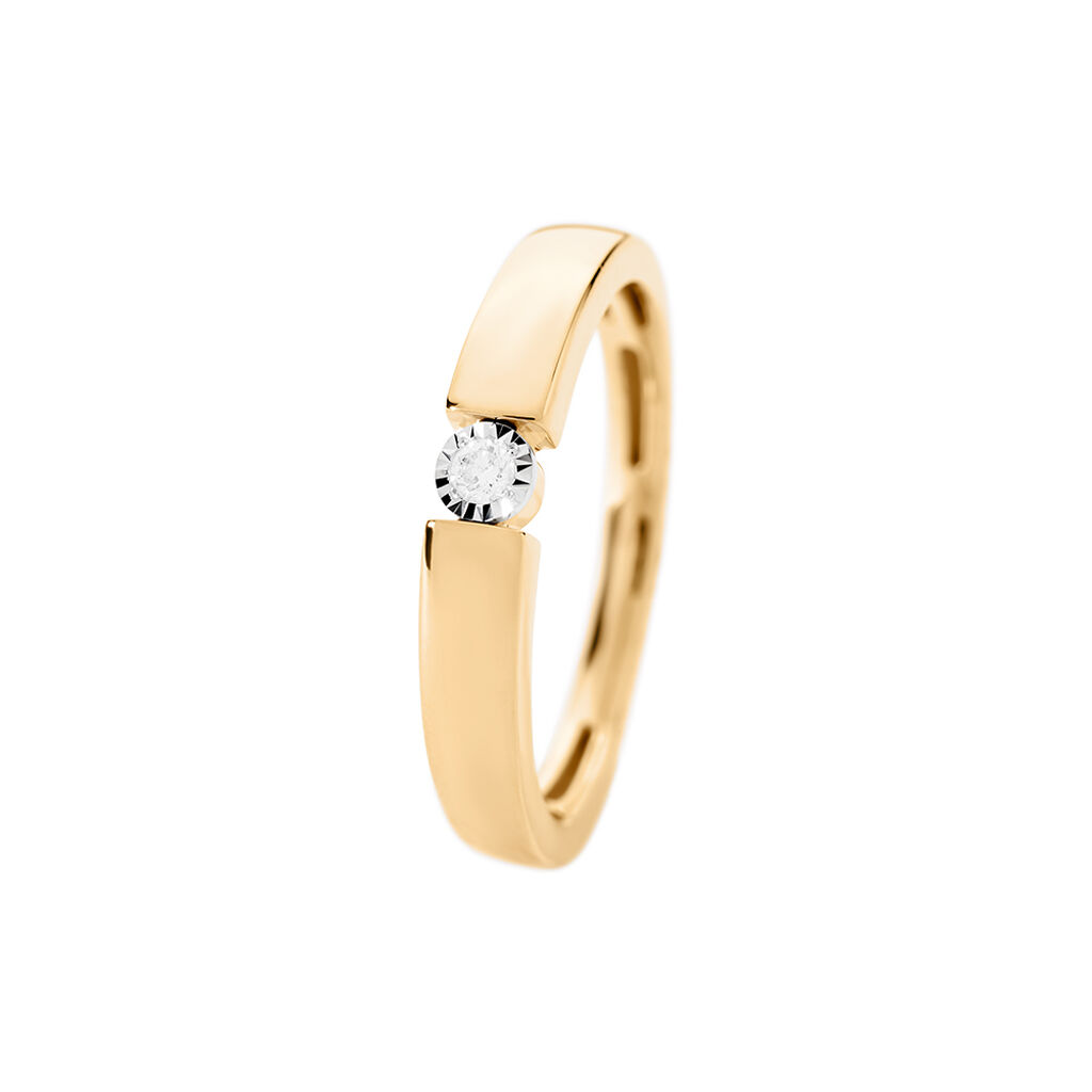 ELOURA Damen Ring Gold 585 (14 Karat) Diamant Wei&szlig; 0,03 ct Kreis