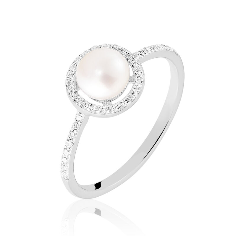 Bague Suada Argent Blanc Perle De Culture Et Oxyde De Zirconium - Spannringe Damen | OROVIVO