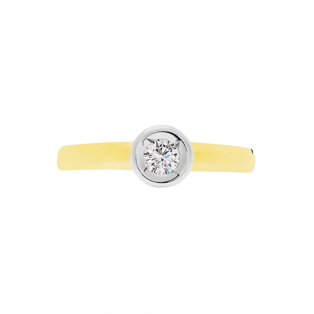 Solitärring Gold 585 Bicolor Diamant 0,2ct - Verlobungsringe Damen | OROVIVO