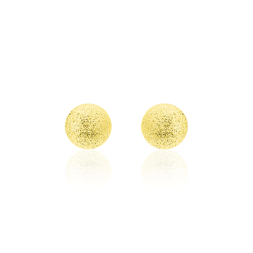 Damen Ohrstecker Gold 375 Kugel Satiniert 6mm, Ohrstecker ohne Stein