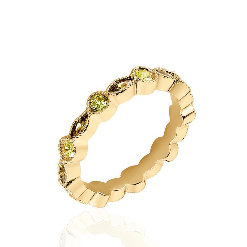 Bague Mencia Plaque Or Jaune Oxyde De Zirconium - Spannringe Damen | OROVIVO