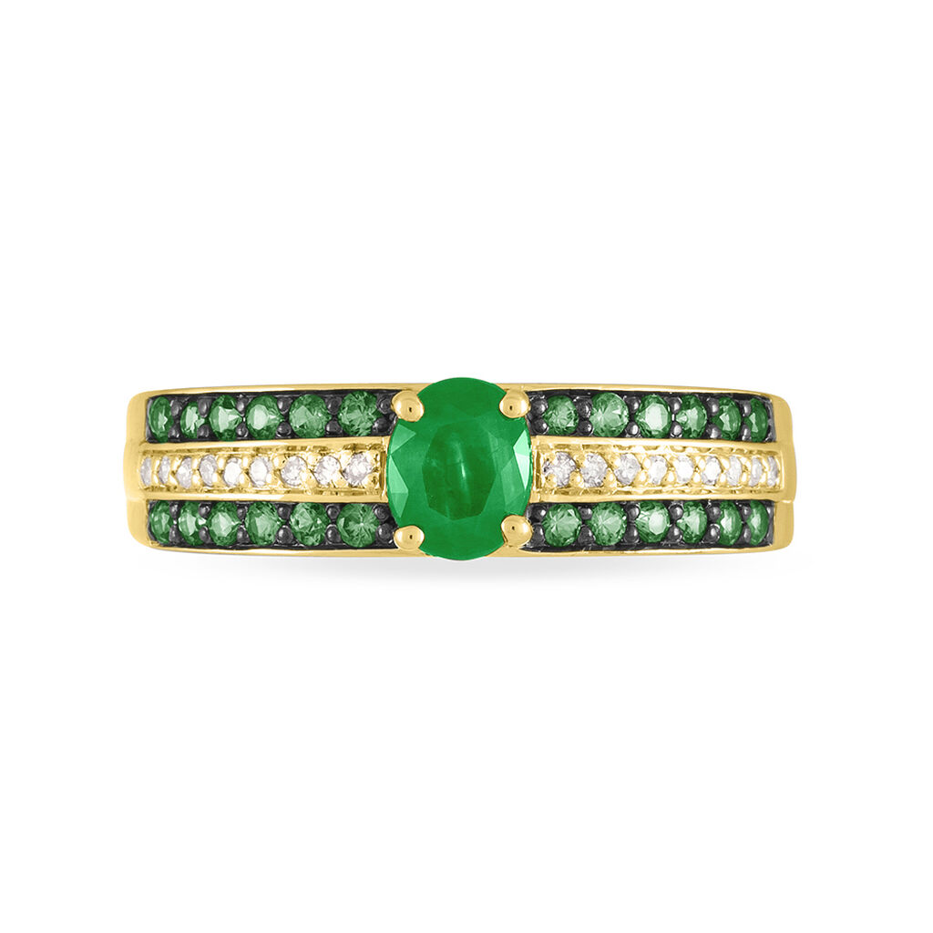 Bague Margot Or Jaune Emeraude Diamant - Spannringe Damen | OROVIVO