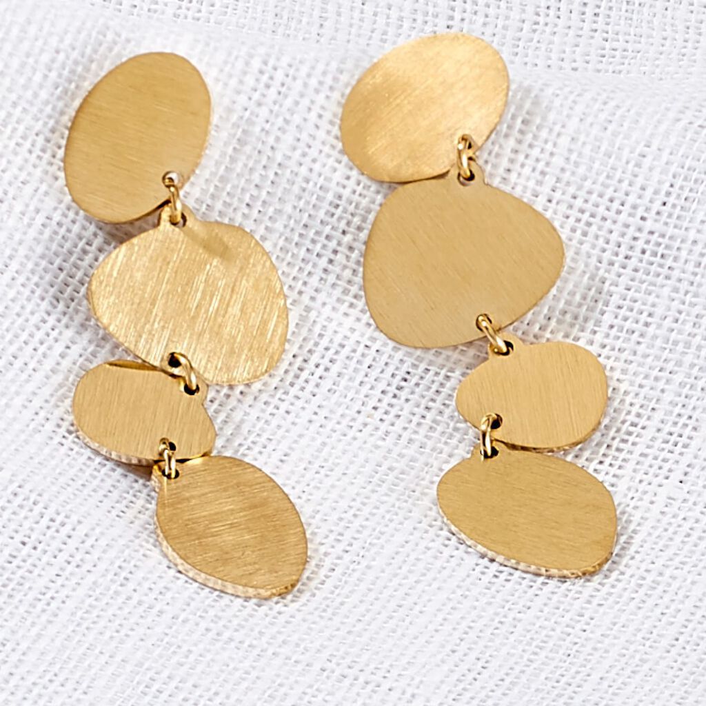 LIZ Damen Ohrringe Lang Edelstahl vergoldet Kreis