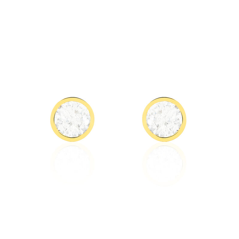 Damen Ohrstecker Gold 375 Zirkonia Kreis Zarge 6,00mm  - Ohrstecker Damen | OROVIVO