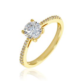 Damen Ring Silber vergoldet 925 Zirkonia   Paulina  1,70mm  - Ringe mit Stein Damen | OROVIVO