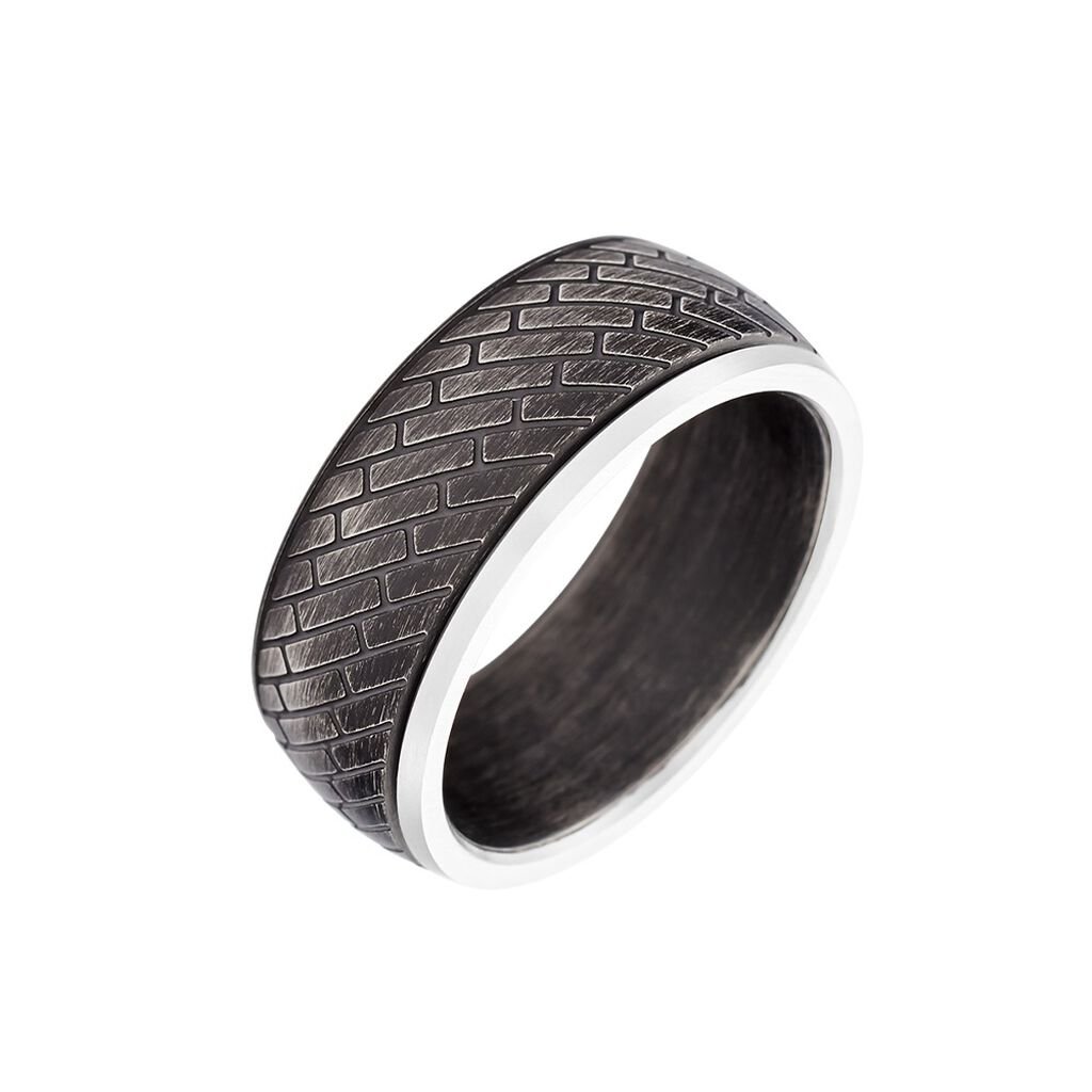 FABIAN Herren Ring Edelstahl Schwarz B 9,2 mm