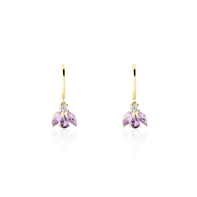 Boucles D'oreilles Pendantes Marna Or Jaune Améthyste Oxyde - Spannringe Damen | OROVIVO