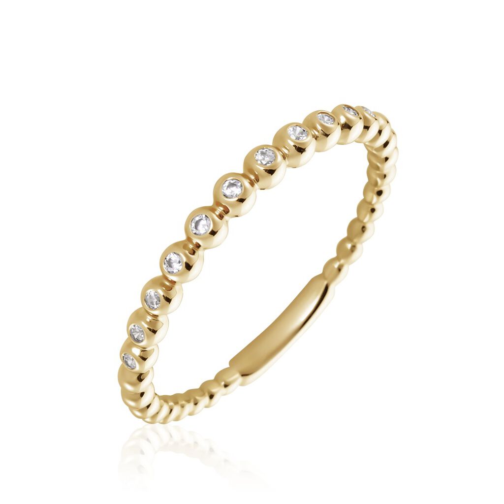 MEMO 2 Damen Ring Gold 375 (9 Karat) Zirkonia Weiß 0,1 ct, Ring mit Stein